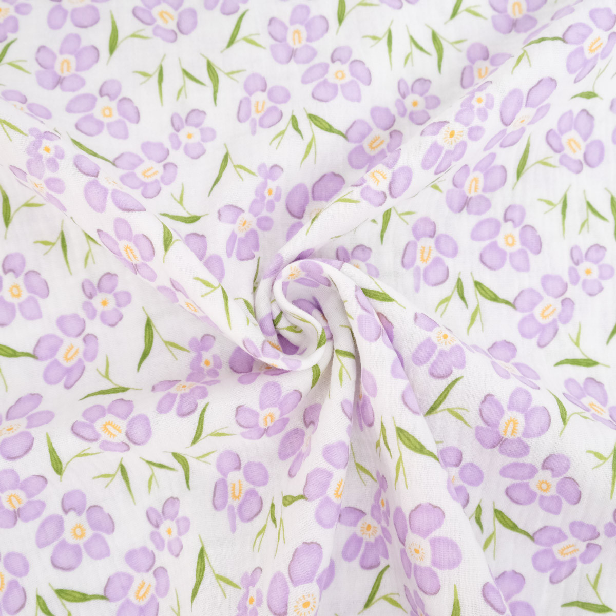 Tessuto doppio a righe con stampa floreale color malva - Maison Klem